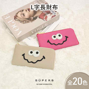 【 キョロメL字長財布 / 全20色 】 思わず誰かに見せたくなる / 薄型軽量キョロメL字財布 / L字長財布【 キョロメver. 】 L型 Lファスナー 長財布 大容量 長サイフ ビビットピンク