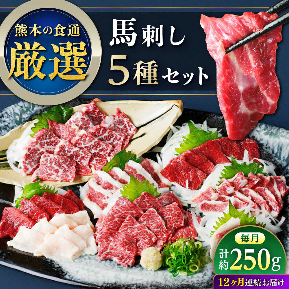 【ふるさと納税】【全12回定期便】馬刺し 5種 盛り合わせセット 5人前 約250g 熊本直送【株式会社Foody’s】[AYAT034]