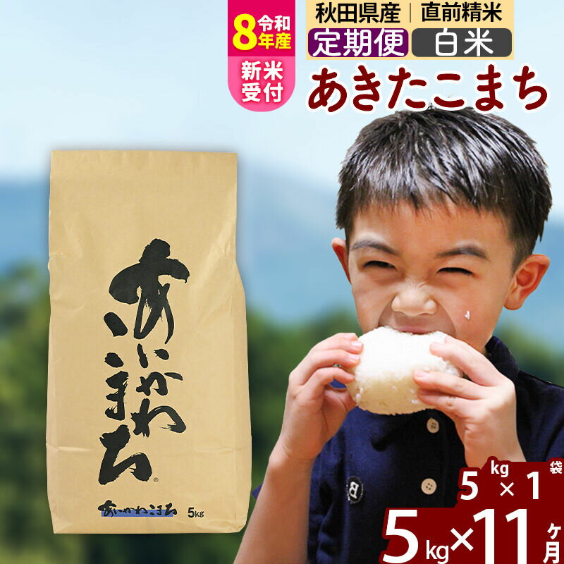 【ふるさと納税】※R8産新米予約※ 《定期便11ヶ月》秋田県産 あきたこまち 5kg【白米】(5kg小分け袋) 2026年産 令和8年産 お届け周期調整可能 隔月に調整OK お米 藤岡農産 [藤岡農産 秋田 お米 あきたこまち 米どころ 東北 北秋田市]