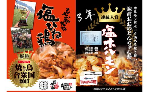 
1293 ももぞう名物　塩ホルモン＆塩ひね鶏セット 【 ホルモン 塩 ひね鶏 鶏肉 ご当地 グルメ B級 名物 焼き鳥 冷凍 】
