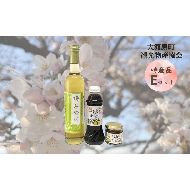 大河原町観光物産協会 特産品Eセット 加工食品 調味料 梅シロップ ゆずぽん酢しょうゆ ゆずとうがらし 調味料セット 詰め合わせ 