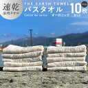 【ふるさと納税】バスタオル 10枚 セット ブラウン ボーダー 速乾 泉州タオル THE EARTH TOWEL 日本製 やや薄手 オーガニック 吸水力 後晒し 日用品 大阪府 泉佐野市 送料無料 新生活