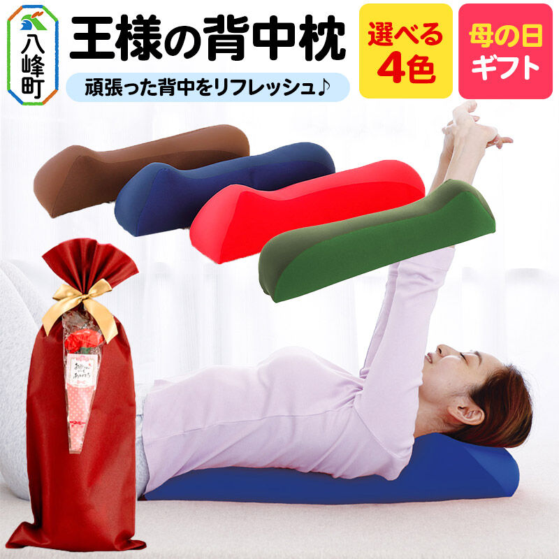 【ふるさと納税】【母の日仕様】で年中発送 【王様の背中枕】【選べるカラー】 ラッピング 贈答用 プレゼント 贈り物 母の日ギフト レディース 敬老の日 ありがとう 感謝 [背中枕 背中用 クッション お昼寝 足枕 ストレッチ枕 まくら 超極小ビーズ]