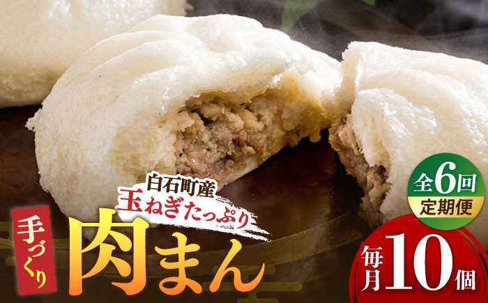 
            【6回定期便】【おやつに大人気！】白石産玉ねぎたっぷり 手づくり肉まん 詰め合わせ 10個入り【五反田茶屋】 肉まん 中華まん 饅頭 おやつ セット 詰め合わせ 惣菜 冷凍 国産 定期便 九州 佐賀県 白石町 [IAM005]
          