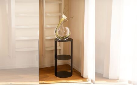 【andFREL】SCサイドテーブル ハイタイプ ブラック 直径35cm 高さ70cm インテリア 家具 シンプル スタイリッシュ 寝室 リビング お店 店舗 おしゃれ ベッドサイド  メラミン - ブラックアッシュ ※離島への配送不可