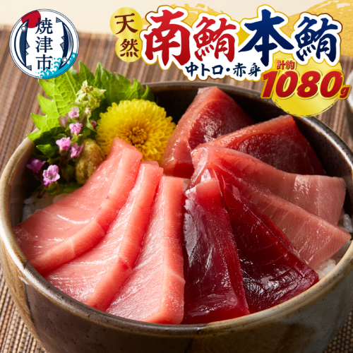 a66-003　マグロ 本マグロ 南マグロ 天然 中トロ 赤身 食べ比べ 柵 贅沢 1080g