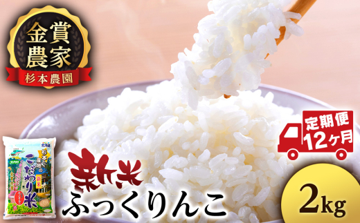 【新米予約】【定期便12回】ふっくりんこ2kg≪杉本農園≫