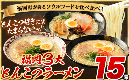 ラーメン とんこつ 15食 福岡ラーメン 食べ比べセット 豚骨 常温 常温保存 博多ラーメン 長浜ラーメン 久留米ラーメン 細麺 半生麺 シメ 〆 福岡県 小竹町 とんこつラーメン《30日以内に出荷予定(土日祝除く)》