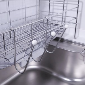 [燕三条水切り直販店]スライド水切りラック ステンレス １段タイプ 水切りかご 流れるトレー付き【027S015】