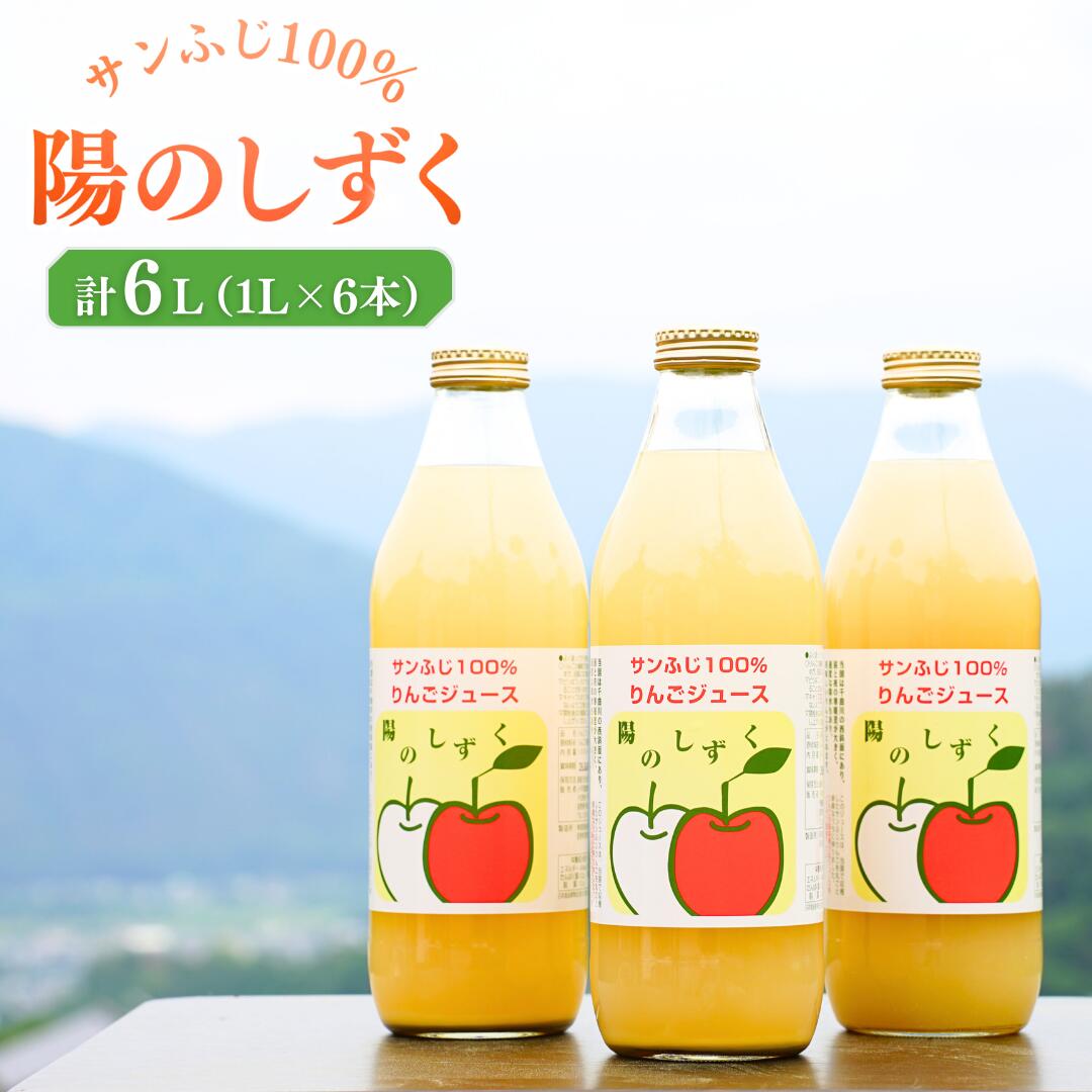 【ふるさと納税】ふじ 100％ りんごジュース 1000ml × 6本|瓶 アップルジュース 果汁100％ ストレートジュース 信州林檎ジュース 富士 ふじ 1L 詰合せ 信州林檎 信州りんご 信州 長野 千曲市 送料無料