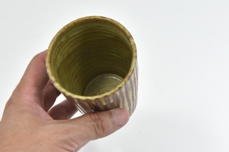 京焼「遙白釉・木賊紋ビアグラス」【ピスタチオグリーン】1個〈ビアグラス 食器