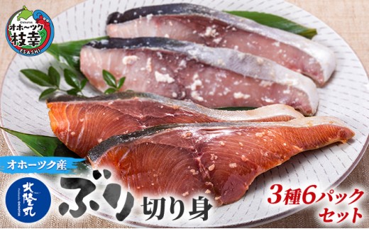 
            北隆丸 ぶり切り身 3種6Pセット（塩麹漬×2・醤油麹漬×2・ぶりかま×2）【 ぶり ブリ 切り身 干物 魚貝類 魚介類 漬け 漬魚 麹漬け 醤油漬け 味噌漬け カマ ブリカマ 加工食品 北海道 オホーツク 枝幸 】
          