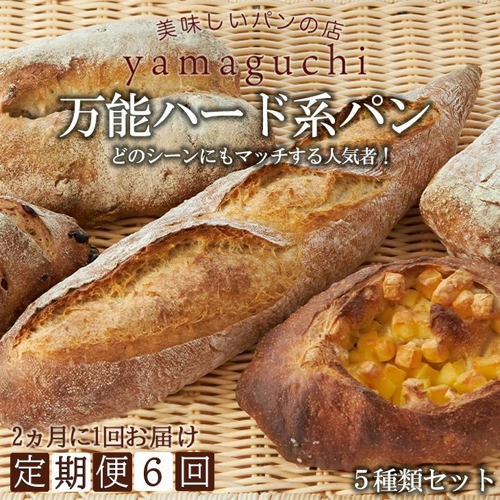 
                  【6回定期便】万能ハード系パンセット 2ヵ月に1回お届け｜詰め合わせ 食べ比べ 5種 トースト
                