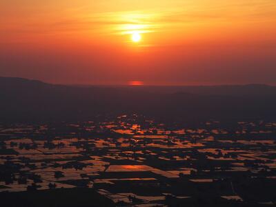 南砺の風便り　網戸張替シート【散居村の夕日】