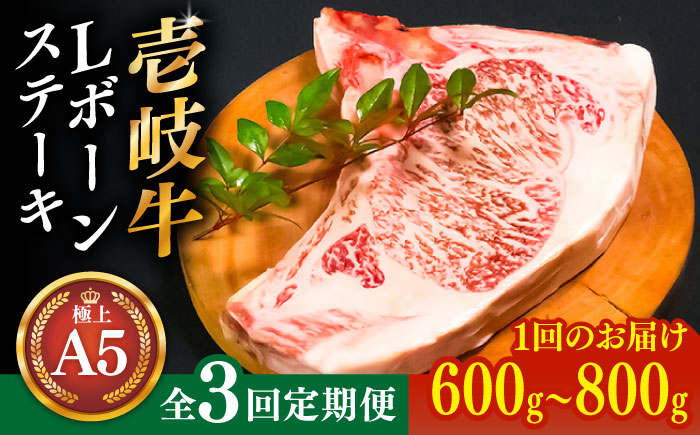 【全3回定期便】極上 壱岐牛 A5ランク Lボーンステーキ 約600~800g（雌）30日間熟成《壱岐市》【KRAZY MEAT】[JER018] ステーキ ヒレ 赤身 Lボーン 牛肉 骨つき肉 サーロイン 201000 201000円