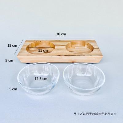 ふるさと納税 福岡市 ペットフードテーブル　carving SS 2連(福岡市内製造)(ガラスボウル付き) VL016 |  | 01