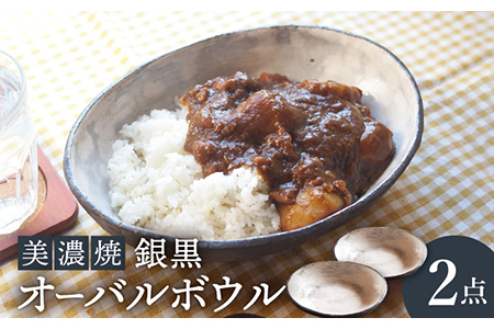 【美濃焼】銀黒オーバルボウル2点 セット【リスの木食器工房】 深鉢 皿 おしゃれ カレー サラダ ボウル 丼 夫婦 陶器 電子レンジ ギフト  [TCT006]