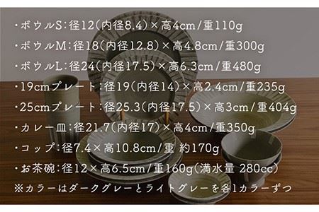 【波佐見焼】Shabby chic style テーブルセット グレー ボウル 大皿 カレー皿 コップ 茶碗 食器 皿 【和山】 [WB113]  波佐見焼