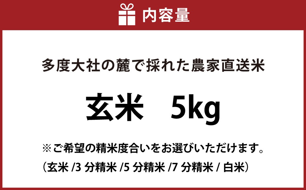 車久米穀販売 多度大社の麓で採れた農家直送米 玄米 5kg