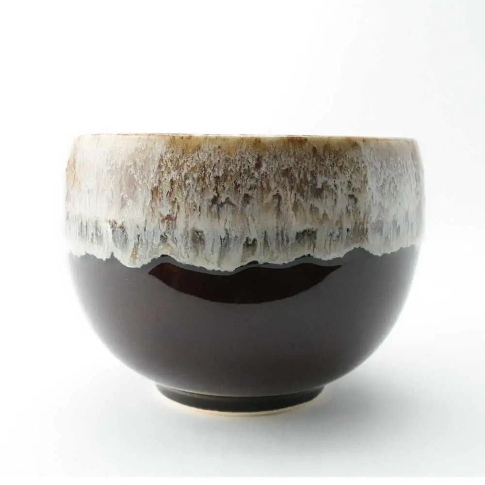 【波佐見焼】Folk Design ラウンドボウル 飴茶白唐津流し 1点【玉有】[IE46]