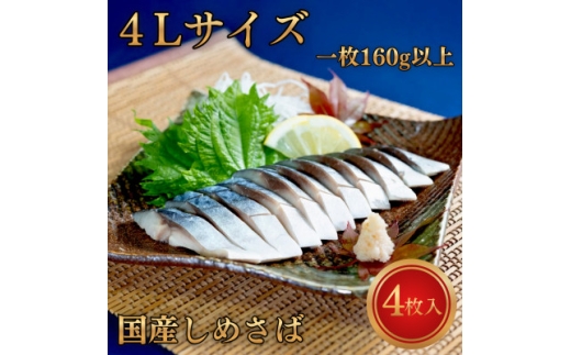 甘い!!国産しめさば 超極上4Lサイズ＜1枚160g以上＞【1710112】