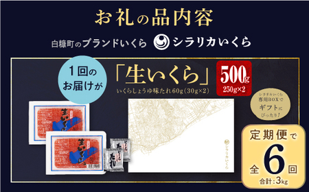 年6回お届け定期便 シラリカいくら（生いくら）【500g（250g×2）】〔お好みに味付けができます〕_K186-0924