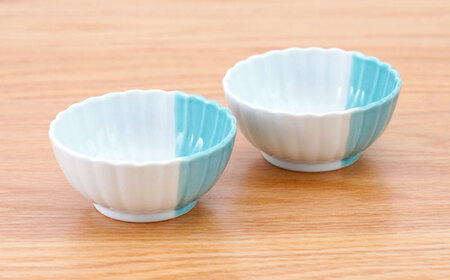 【波佐見焼】花しのぎ 丸小付 ハーフカラー ミント 2個セット【団陶器】[PB200]