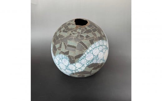 
                  益子焼 波光文象嵌陶球＊花器 | 栃木県 伝統工芸品 美術品 1点限定品 一点物 陶器 陶芸 作家
                