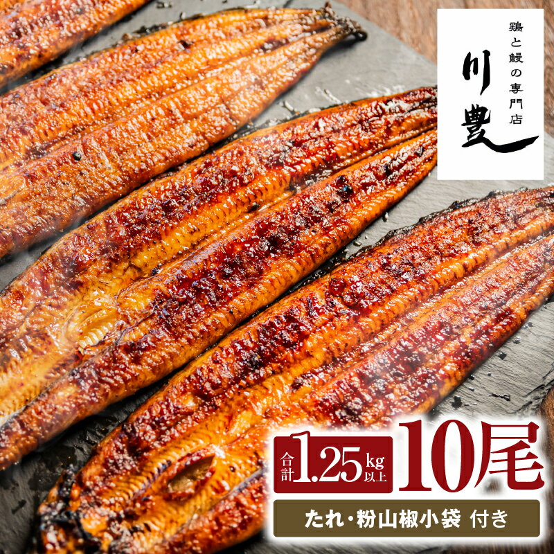 【ふるさと納税】【土用の丑の日特集】＜国産＞ 昭和56年創業 うなぎの川豊 有頭 蒲焼き 10尾 セット(約125g〜150g×10尾)たれ・山椒付き！鹿児島 鹿屋市 鰻 ウナギ 蒲焼 冷凍 急速冷凍 湯煎 簡単調理 鰻丼 ひつまぶし 土用の丑【有限会社 MNB】