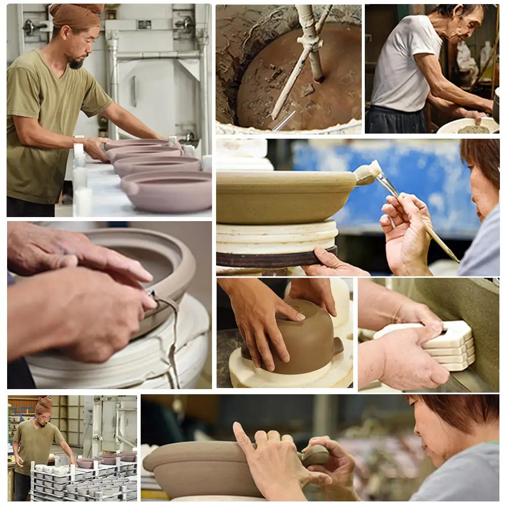 【萬古焼(ばんこやき)】Handmadeアート土鍋 弥生陶園　職人が一つ一つ丁寧に成形し焼き上げる、こだわりの土鍋　土鍋の国内生産80％のシェアを誇る伝統の萬古焼　TS-101 丸土鍋7号（黒釉）毎日