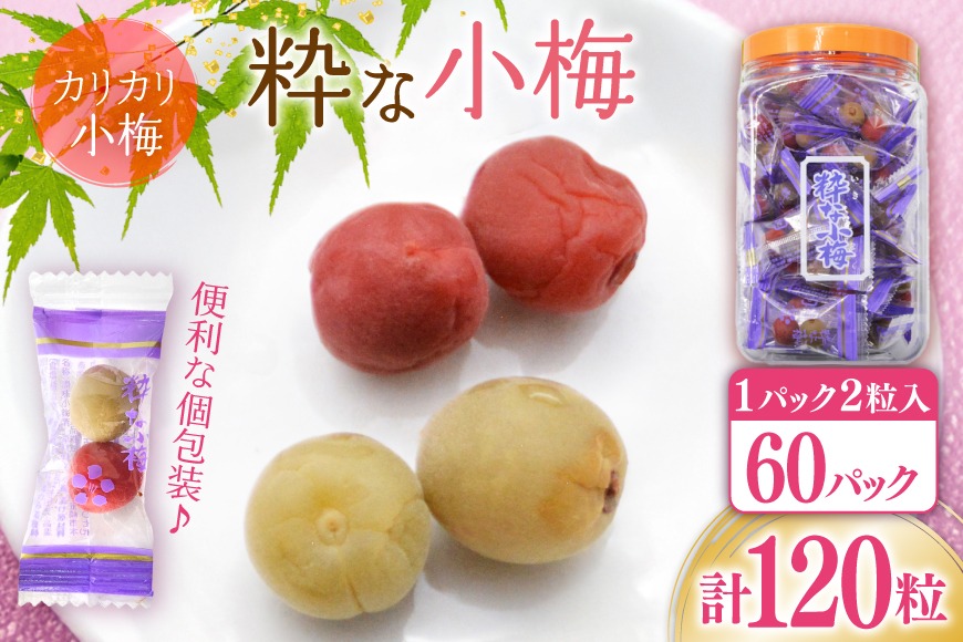 【やばいだろ】粋な小梅 2粒×60 計120粒 [山梨農産食品 山梨県 韮崎市 20743177] 梅干し 梅干 うめぼし 梅 小粒 小梅 カリカリ梅 国産 個包装