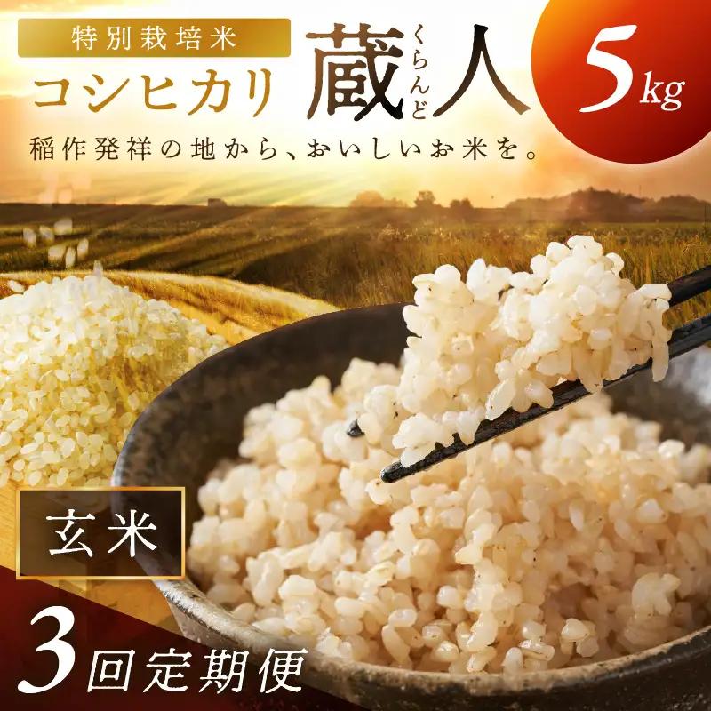 【定期便3回】令和8年産 特別栽培米コシヒカリ 蔵人（くらんど） 玄米5kg