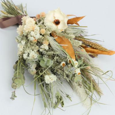 ふるさと納税 茅野市 信州八ヶ岳の麓から贈るドライフラワースワッグ LL(ホワイト&ブラウン) |  | 01