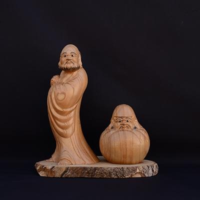 ふるさと納税 岸和田市 [(有)木下彫刻工芸]達磨(大)彫刻置物2個セット