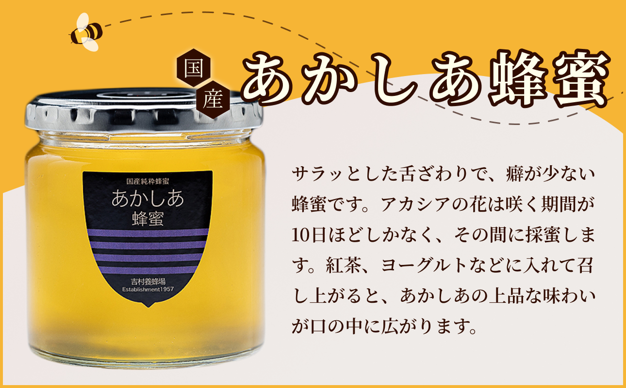 備前産 令和8年採取 純粋蜂蜜セット5（あかしあ蜂蜜300g×1本）【のし可 はちみつ 蜜 ハチミツ 備前市】