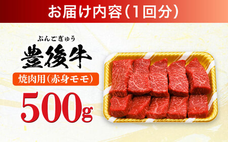 【全3回定期便】おおいた豊後牛 赤身モモ 焼肉用 500g  赤身 モモ 焼肉  冷凍 豊後牛 BBQ [AREI092]