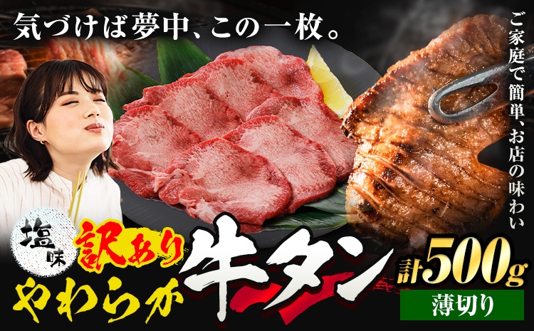 
                  牛タン 薄切り 塩味 500g 500g×1袋 《30日以内に出荷予定(土日祝除く)》 牛肉 肉 牛 たん タン 牛たん 焼くだけ 訳あり 焼肉 焼き肉 熊本県 山江村 薄切り BBQ タン下 塩牛タン 冷凍 味付け肉 一番人気 塩味 お取り寄せ 生活応援企画
                
