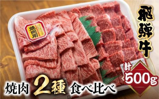 飛騨牛 焼肉 2種食べ比べ 500g（ロース200g もも300g）| 和牛 黒毛和牛 ブランド牛 牛肉 ロース もも 焼肉セット 肉 お肉 お取り寄せ 飛騨高山 山武商店 LZ003VC13