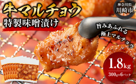 ＜訳アリ＞牛マルチョウ　特製味噌漬け　1.8kg(300g×6）【2026年9月発送】