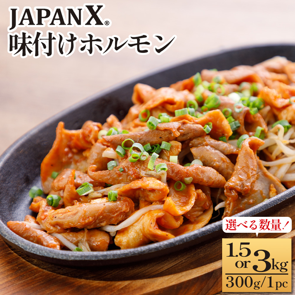 ＜容量選べる＞JAPAN X 味付ホルモン 300g×5 1.5kg or 300g×10 3kg　国産 豚肉 ブランド豚 小分け ジャパンエックス 蔵王 人気　【04301-0881・0882】