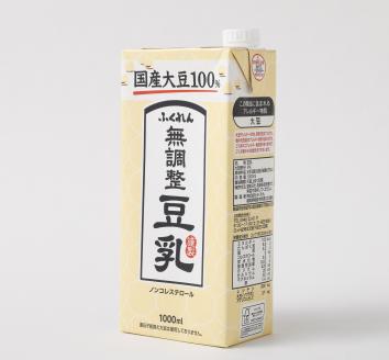Ｍ427P-1P【3ヶ月連続定期便】〈ふくれん〉国産大豆100％ 無調整 豆乳 1000ml×6本