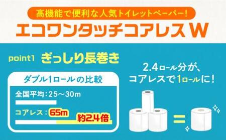 【全3回定期便】トイレットペーパー ダブル 長巻き 65m 6ロール×8パック エコ ワンタッチ コアレス《豊前市》【大分製紙】[VAA022] トイレットペーパー トイレットペーパーダブル エコトイ