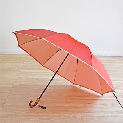 ふるさと納税 都留市 【数量限定】小宮商店 かさね 雨晴兼用折りたたみ傘　55cm コーラルレッド×アイボリー