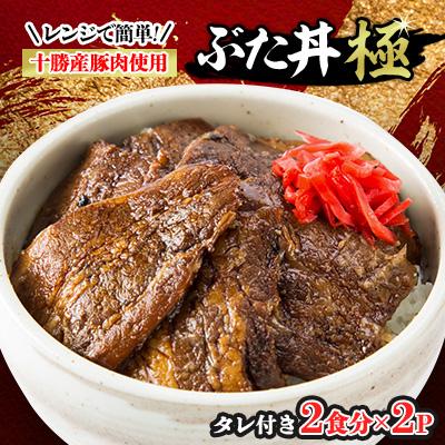 ふるさと納税 帯広市 レンジで簡単!冷凍ぶた丼極(肉100g×2、タレ15g×2入り)×2パックとぶた丼のタレセット
