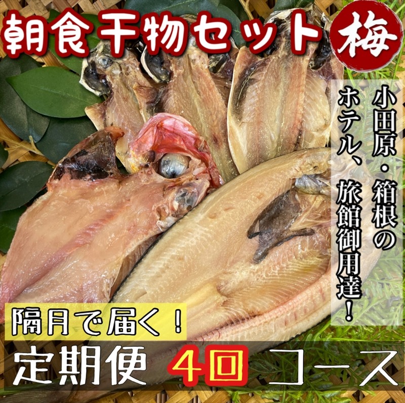 104-2765 【隔月定期便4回】小田原、箱根の旅館、ホテル御用達！朝食干物セット 梅【 まぐろや 神奈川県小田原市 】