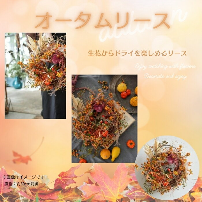 【ふるさと納税】オータムリース 花 花束 リース ブーケ アレンジ プレゼント 秋 季節 贈り物 花のある生活 ドライフラワー 生花 フレッシュ 装飾 インテリア お祝い 記念日 KACHA フラワーアレンジメント 奈良県 奈良市 奈良 なら 40-013