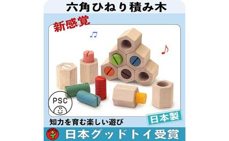 木のおもちゃ/六角ひねり積み木 psc 日本グッド・トイ受賞おもちゃ 知育玩具 ブロック 型はめ 日本製 男の子女の子 プレゼント おしゃれ ランキング 誕生日ギフト 誕生祝い 出産祝いに 老人 リハビリ 木製 玩具療法