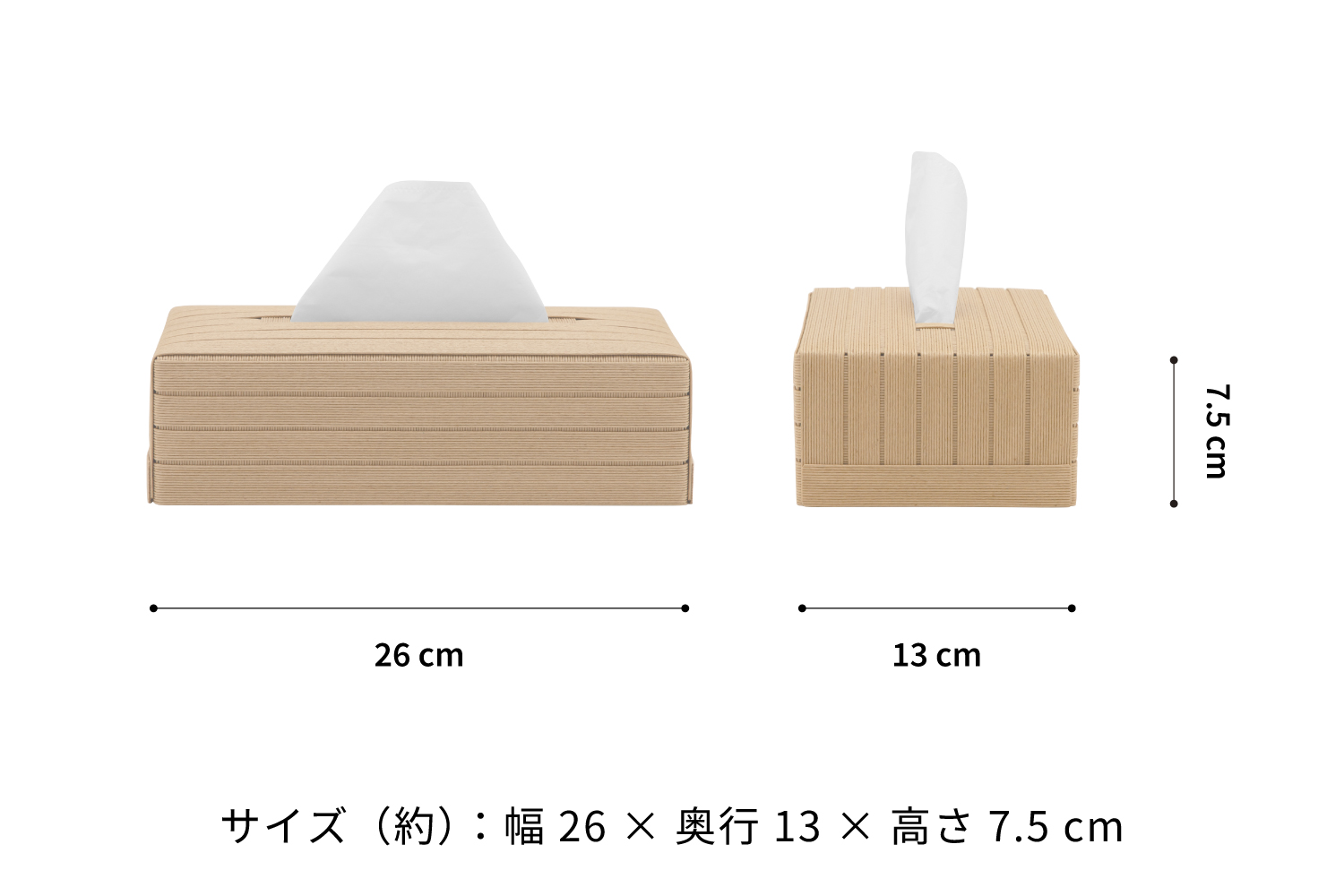 心地よい暮らしをつくる ティッシュケース ベージュ 岩手県奥州市産 バンドシー Bandc クリネックス エリエール ネピア エルモア に対応 [AR086]