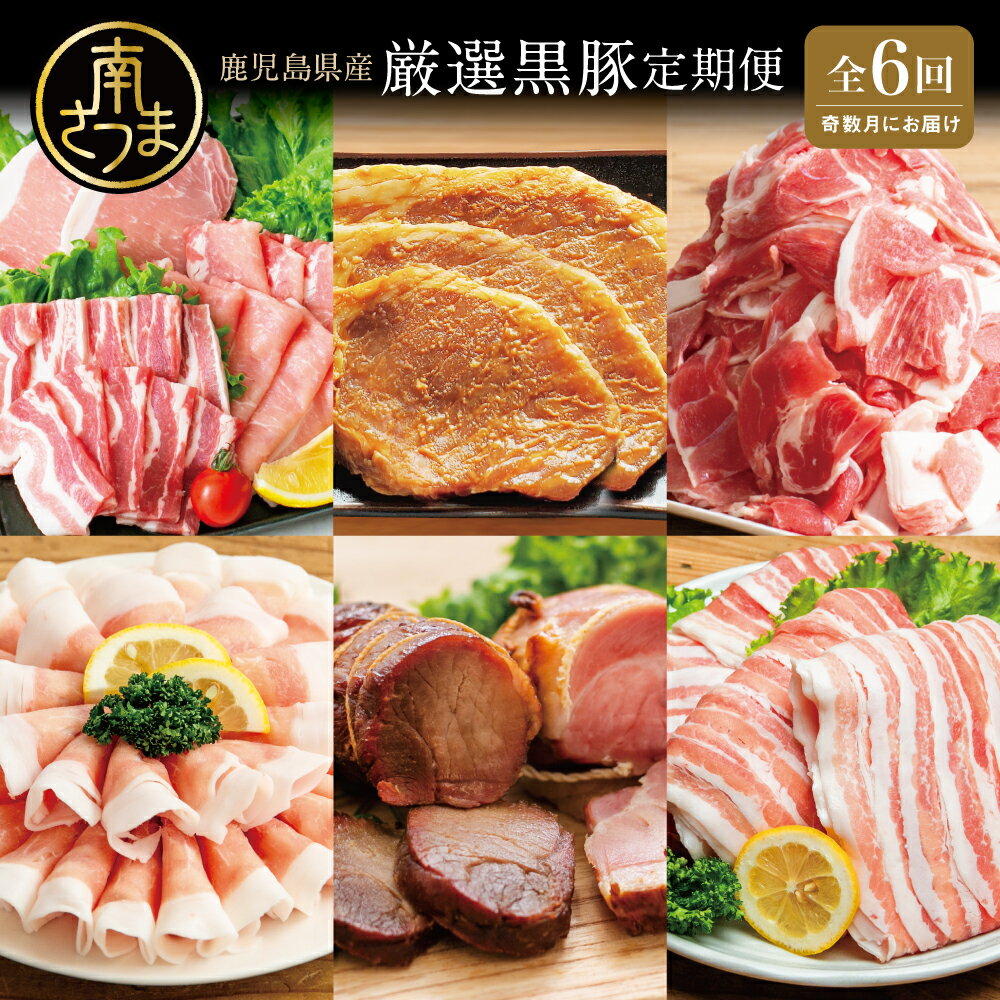 【ふるさと納税】［定期便 全6回］畜産王国鹿児島 厳選黒豚定期便［奇数月］お肉 国産 鹿児島県産 豚肉 しゃぶしゃぶ とんかつ 焼き肉 切り落とし 焼豚 チャーシュー ローストポーク セット 食べ比べ コワダヤ スターゼン 万世ストアー 焼肉次郎長 南さつま市 送料無料
