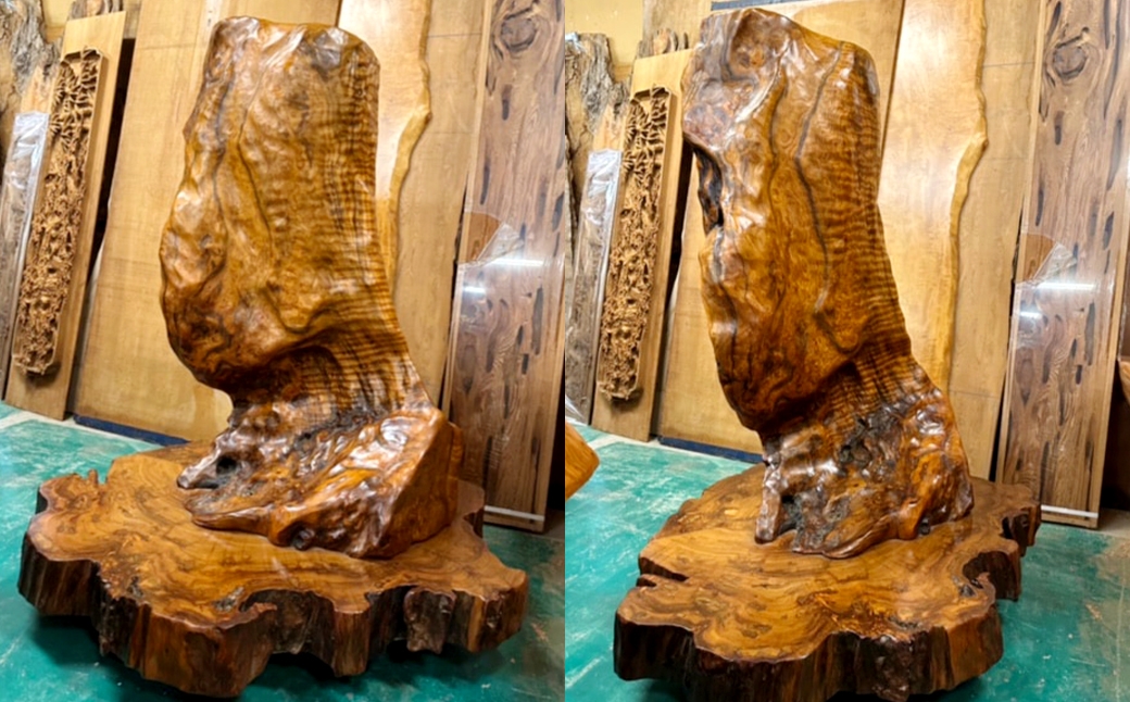 屋久杉総虎杢衝立